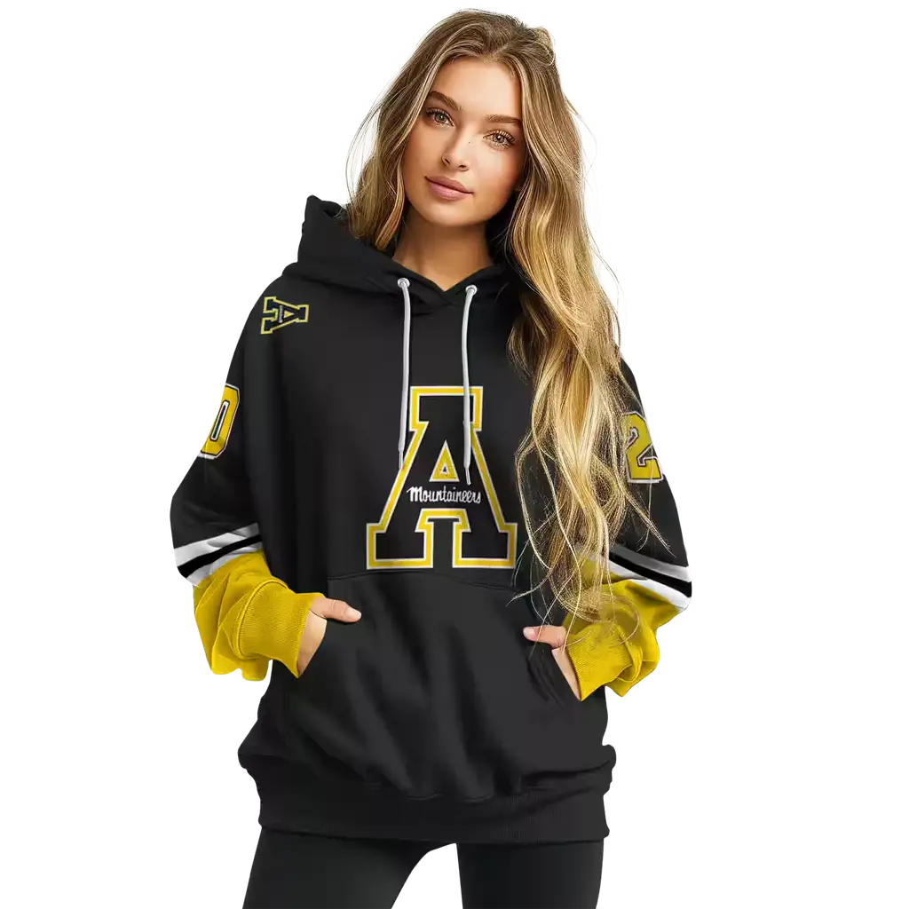personalized appalachian state mountaineers striped sleeves black hoodie high quality personalized appalachian state mountaineers striped sleeves black hoodie high quality