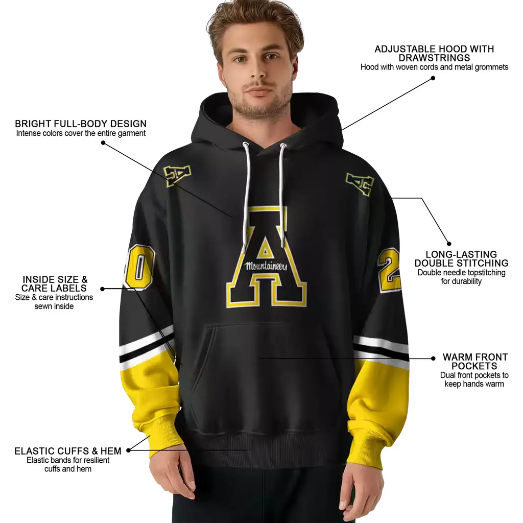 personalized appalachian state mountaineers striped sleeves black hoodie latest model personalized appalachian state mountaineers striped sleeves black hoodie latest model