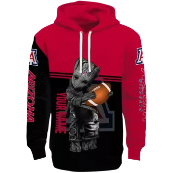 personalized arizona wildcats baby groot red black hoodie best selling