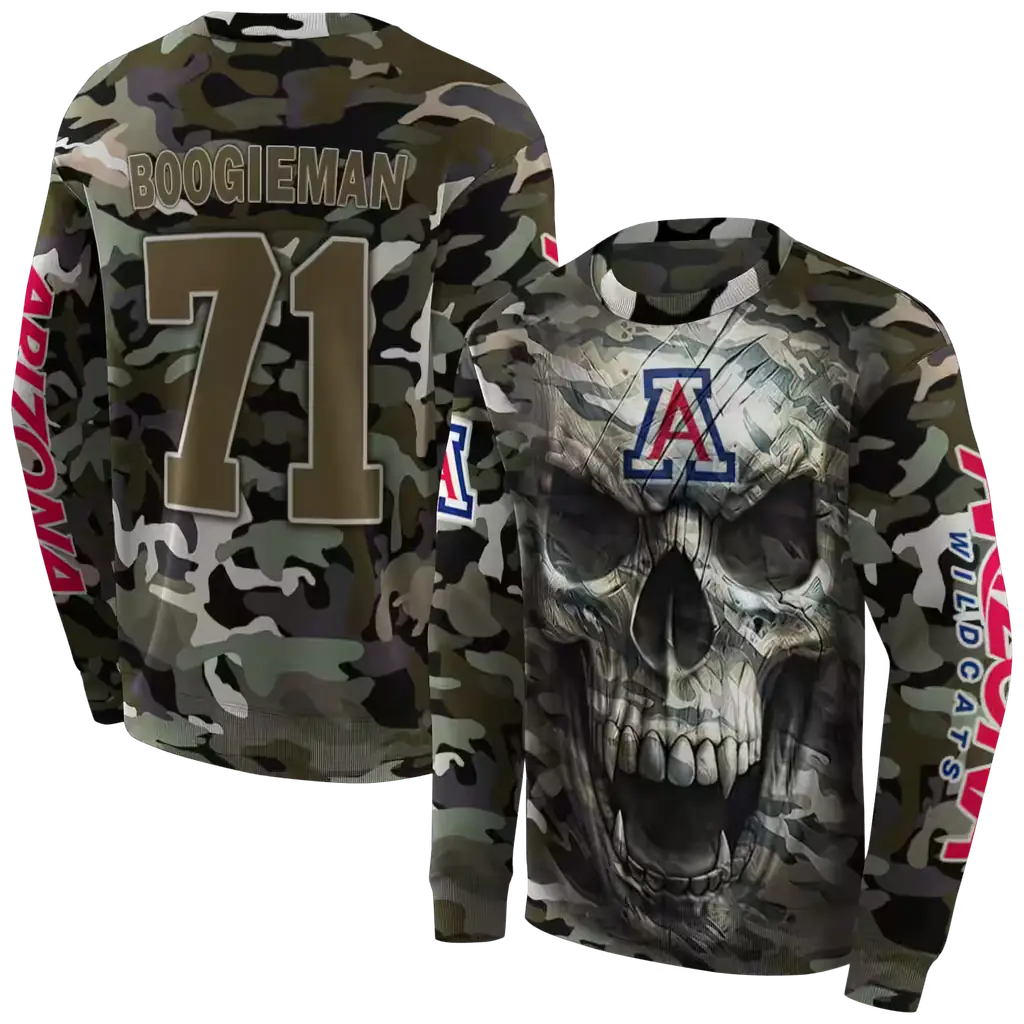 personalized arizona wildcats camo skull hoodie premium grade personalized arizona wildcats camo skull hoodie premium grade