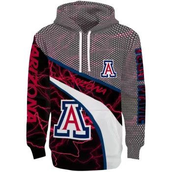 personalized arizona wildcats hexagonal mesh red black gray hoodie best selling