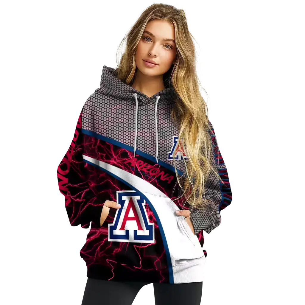 personalized arizona wildcats hexagonal mesh red black gray hoodie high quality personalized arizona wildcats hexagonal mesh red black gray hoodie high quality