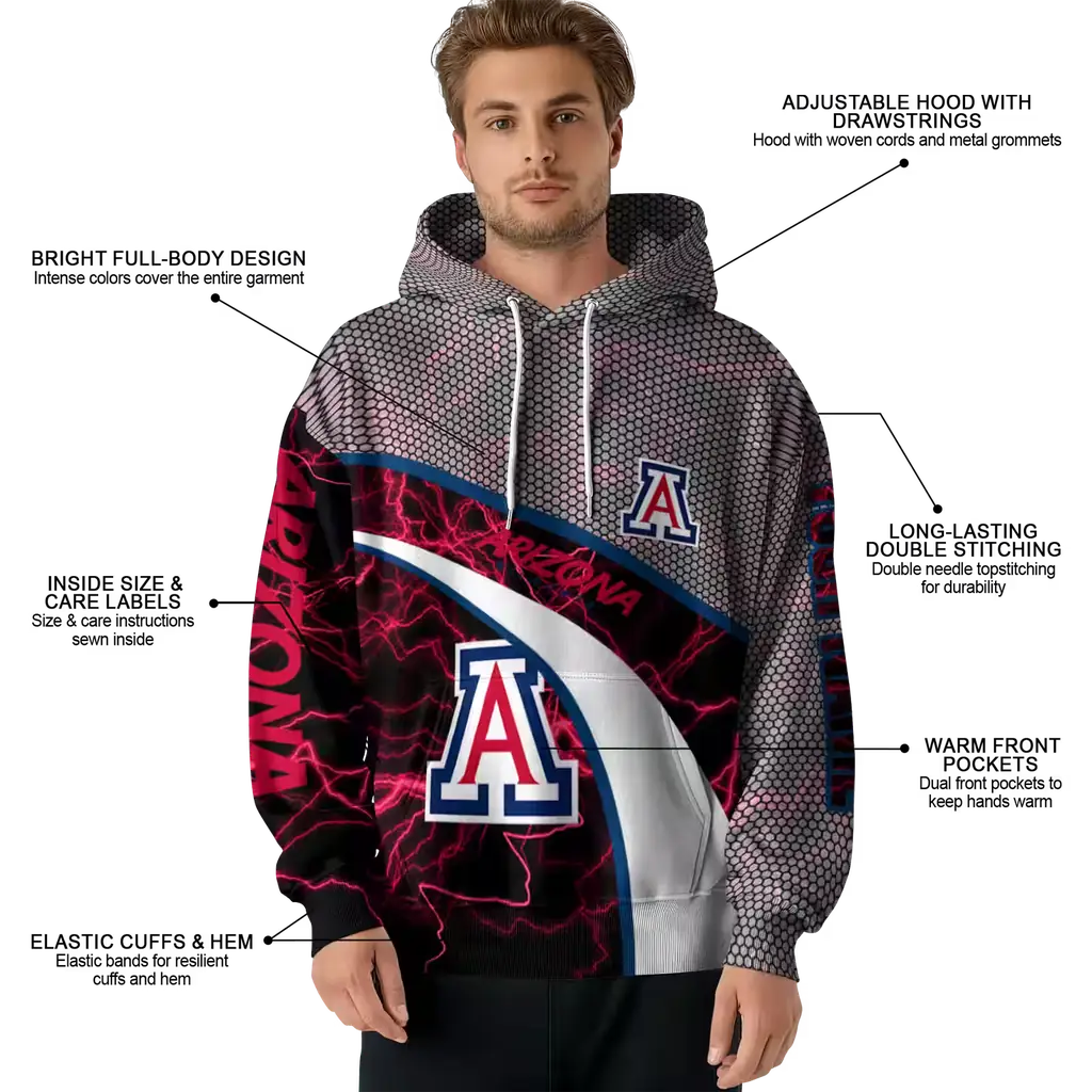 personalized arizona wildcats hexagonal mesh red black gray hoodie latest model personalized arizona wildcats hexagonal mesh red black gray hoodie latest model