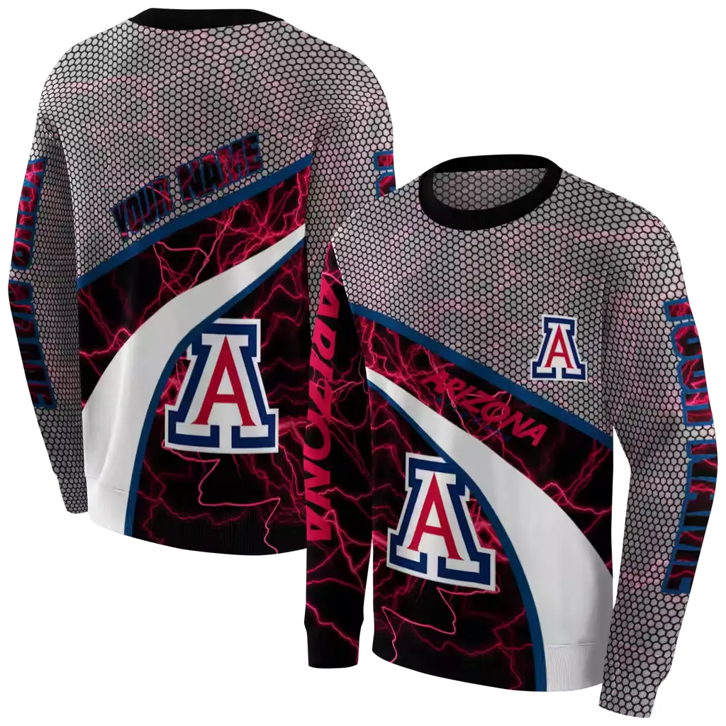 personalized arizona wildcats hexagonal mesh red black gray hoodie premium grade personalized arizona wildcats hexagonal mesh red black gray hoodie premium grade
