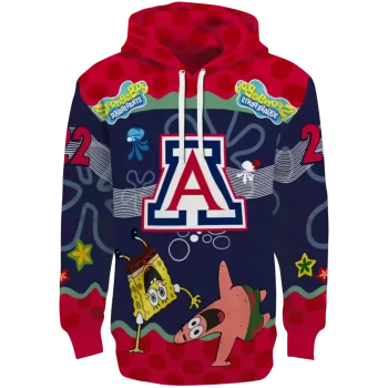 personalized arizona wildcats spongebob patrick star red navy hoodie best selling