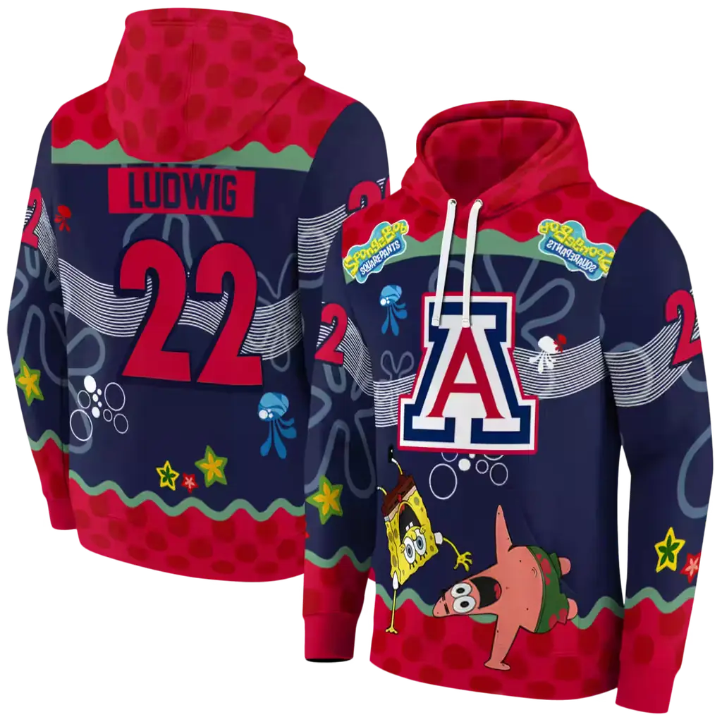 personalized arizona wildcats spongebob patrick star red navy hoodie fashion forward personalized arizona wildcats spongebob patrick star red navy hoodie fashion forward