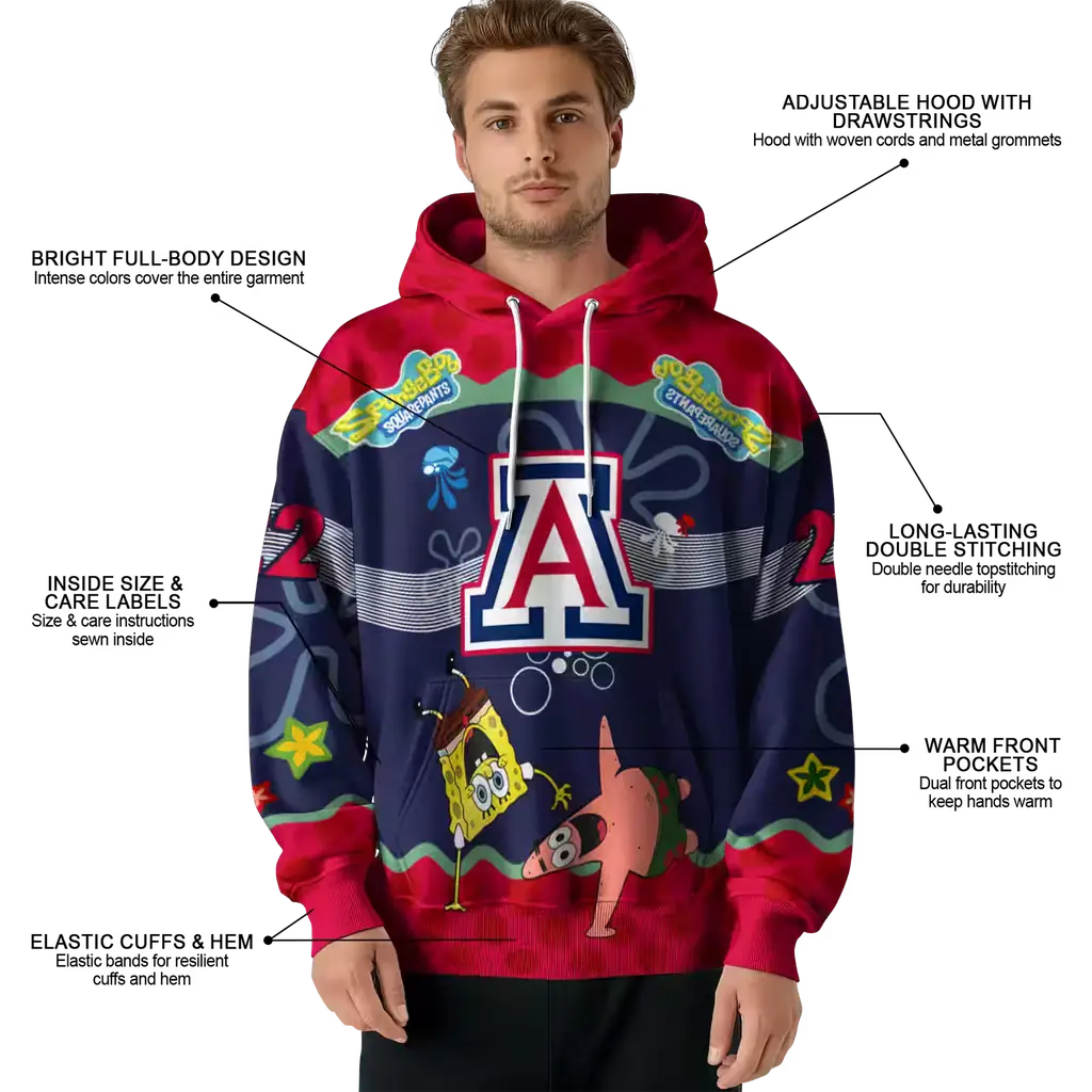 personalized arizona wildcats spongebob patrick star red navy hoodie latest model personalized arizona wildcats spongebob patrick star red navy hoodie latest model