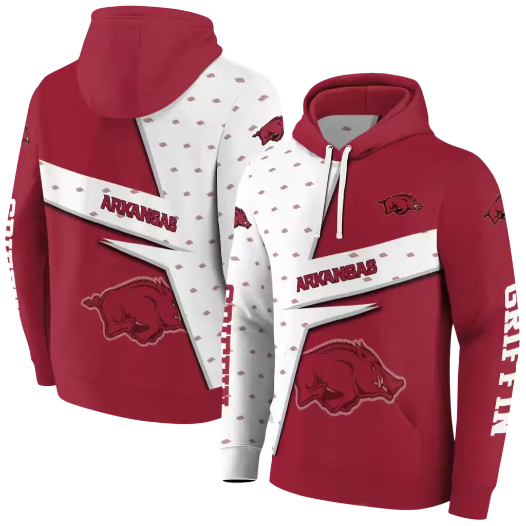personalized arkansas razorbacks abstract shape red hoodie fashion forward personalized arkansas razorbacks abstract shape red hoodie fashion forward