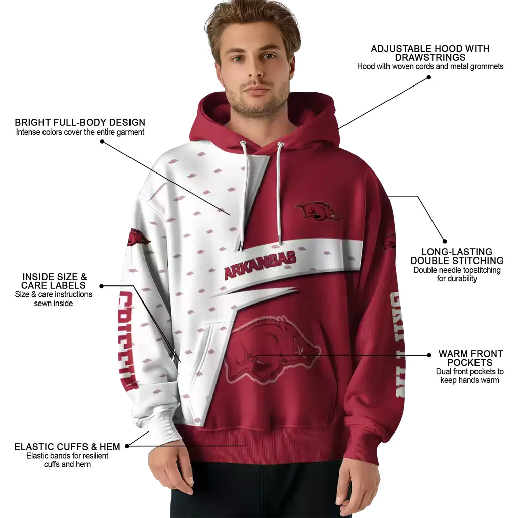 personalized arkansas razorbacks abstract shape red hoodie latest model personalized arkansas razorbacks abstract shape red hoodie latest model
