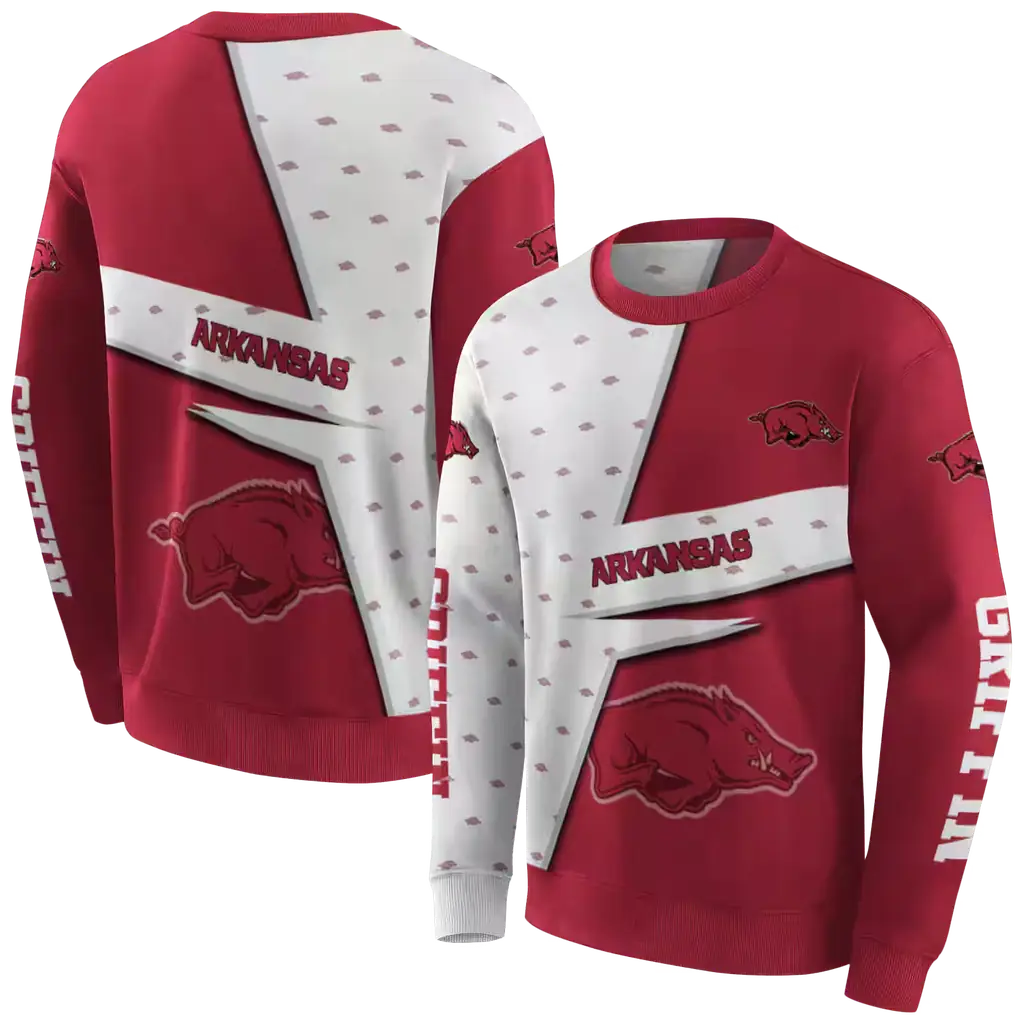 personalized arkansas razorbacks abstract shape red hoodie premium grade personalized arkansas razorbacks abstract shape red hoodie premium grade