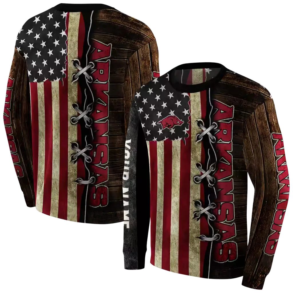 personalized arkansas razorbacks american pride hoodie premium grade personalized arkansas razorbacks american pride hoodie premium grade