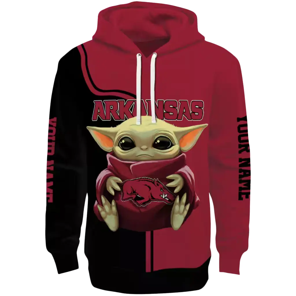 personalized arkansas razorbacks baby yoda red black hoodie best selling personalized arkansas razorbacks baby yoda red black hoodie best selling