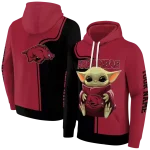 personalized arkansas razorbacks baby yoda red black hoodie best selling
