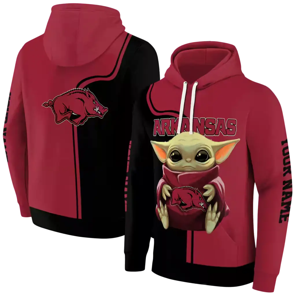 personalized arkansas razorbacks baby yoda red black hoodie fashion forward personalized arkansas razorbacks baby yoda red black hoodie fashion forward