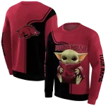 personalized arkansas razorbacks baby yoda red black hoodie best selling