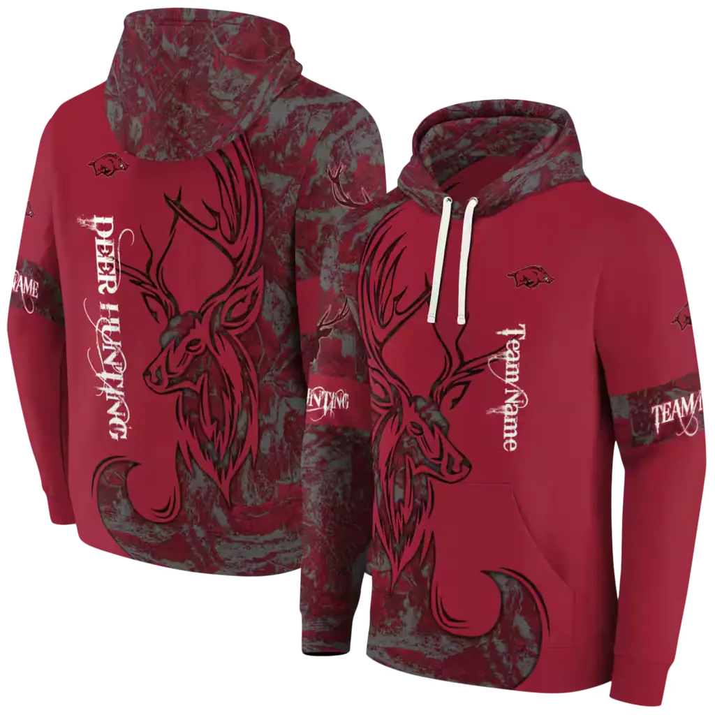 personalized arkansas razorbacks deer silhouette red hoodie fashion forward personalized arkansas razorbacks deer silhouette red hoodie fashion forward