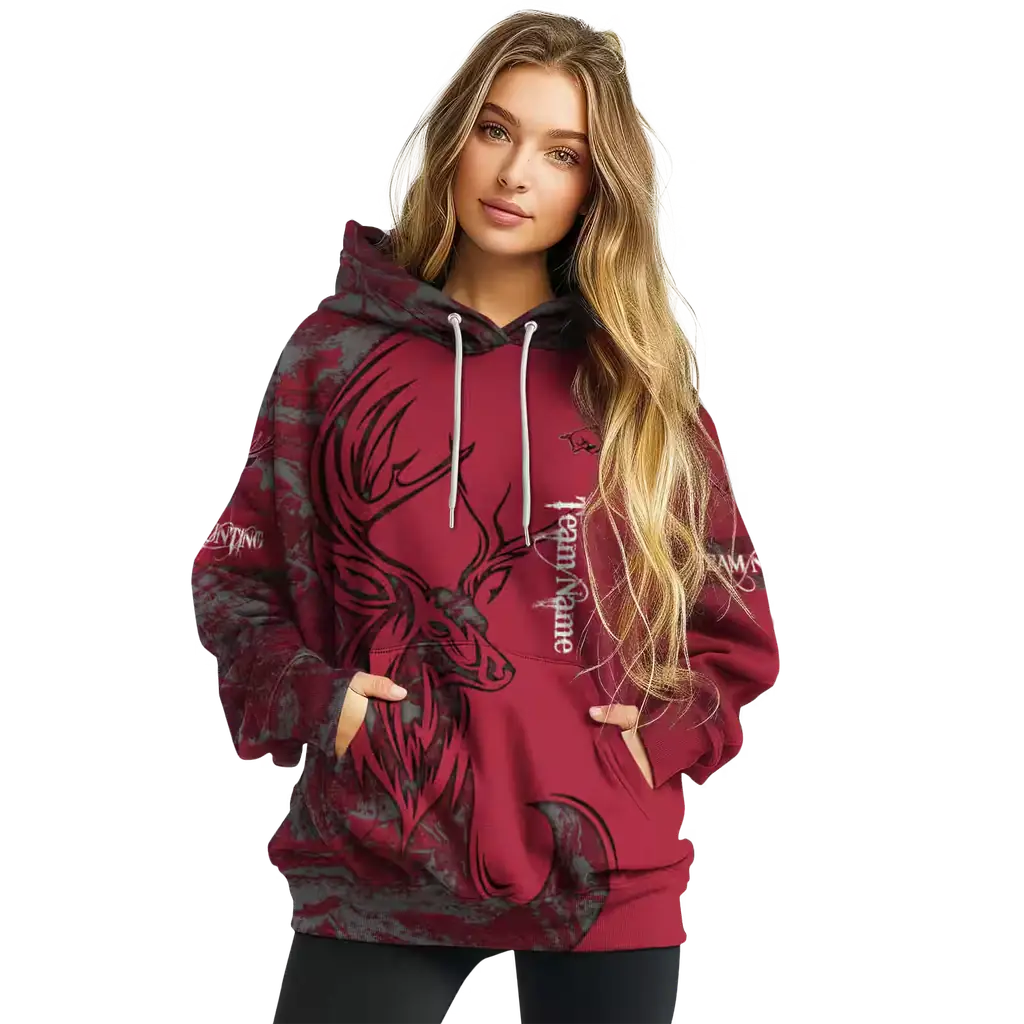 personalized arkansas razorbacks deer silhouette red hoodie high quality personalized arkansas razorbacks deer silhouette red hoodie high quality