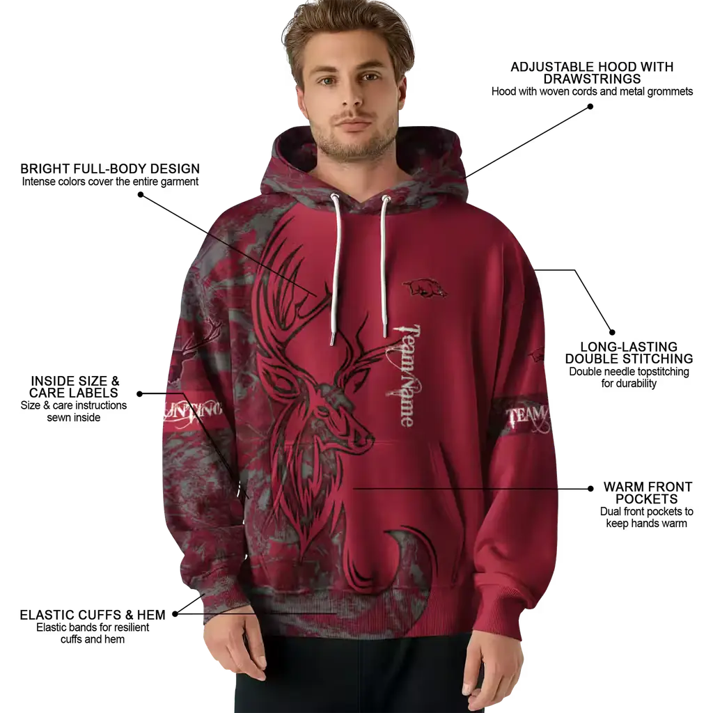 personalized arkansas razorbacks deer silhouette red hoodie latest model personalized arkansas razorbacks deer silhouette red hoodie latest model