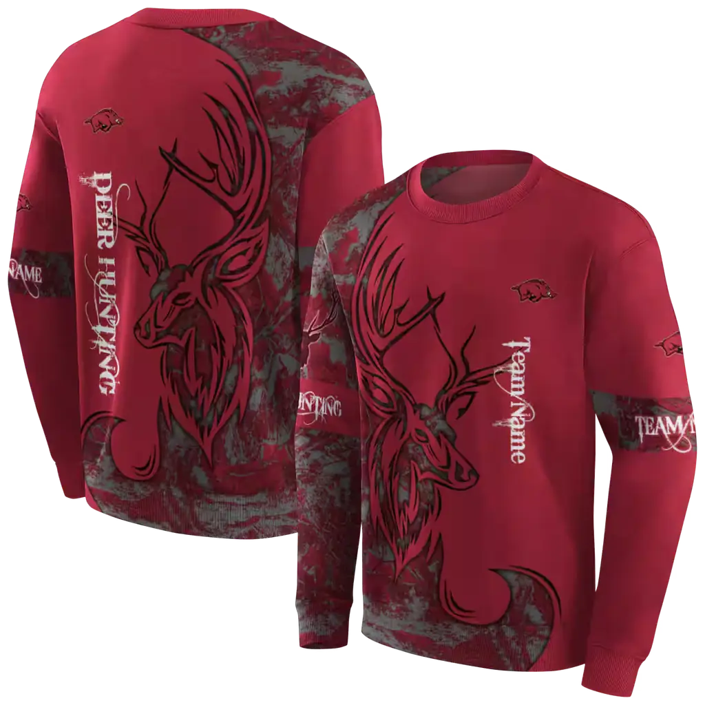 personalized arkansas razorbacks deer silhouette red hoodie premium grade personalized arkansas razorbacks deer silhouette red hoodie premium grade