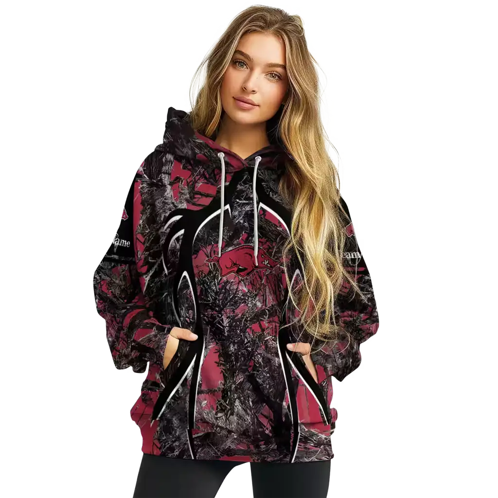 personalized arkansas razorbacks hunting theme red black hoodie high quality personalized arkansas razorbacks hunting theme red black hoodie high quality