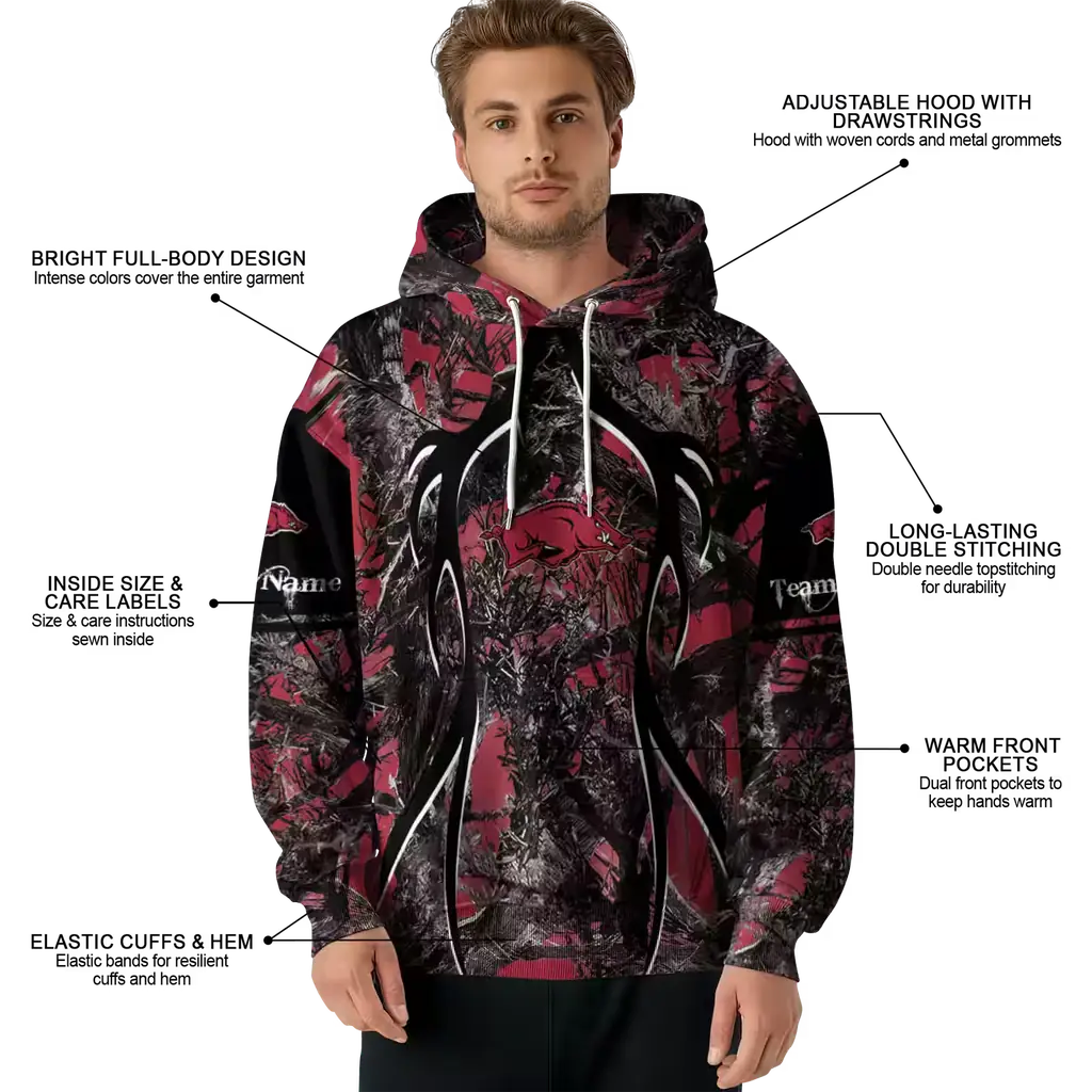 personalized arkansas razorbacks hunting theme red black hoodie latest model personalized arkansas razorbacks hunting theme red black hoodie latest model