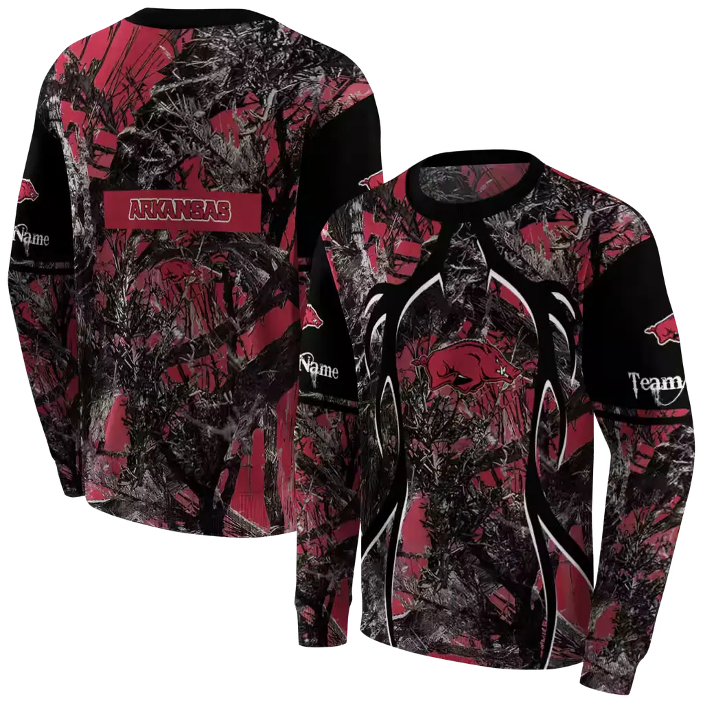 personalized arkansas razorbacks hunting theme red black hoodie premium grade personalized arkansas razorbacks hunting theme red black hoodie premium grade