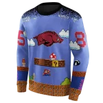 personalized arkansas razorbacks mario blue black hoodie best selling