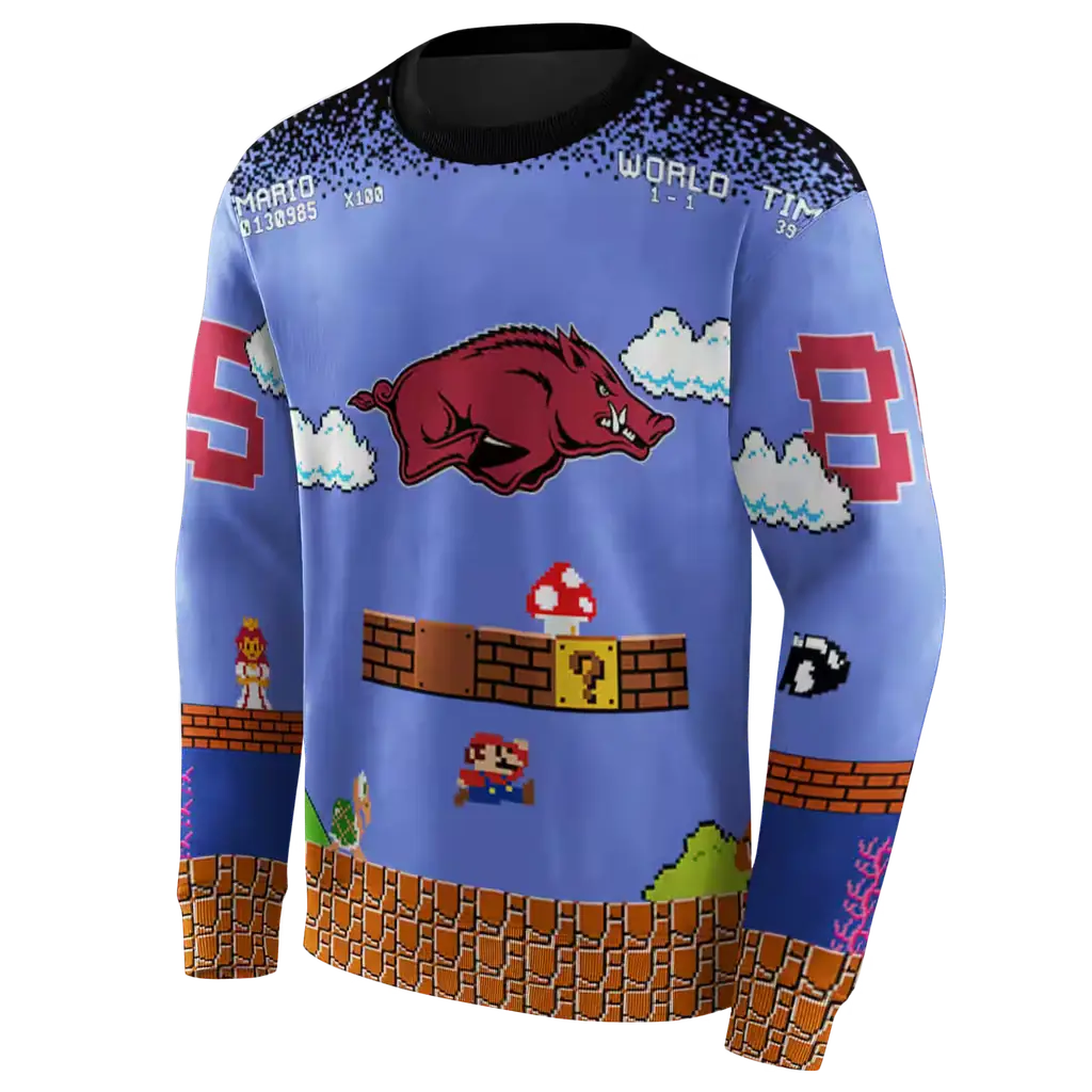 personalized arkansas razorbacks mario blue black hoodie new arrival personalized arkansas razorbacks mario blue black hoodie new arrival