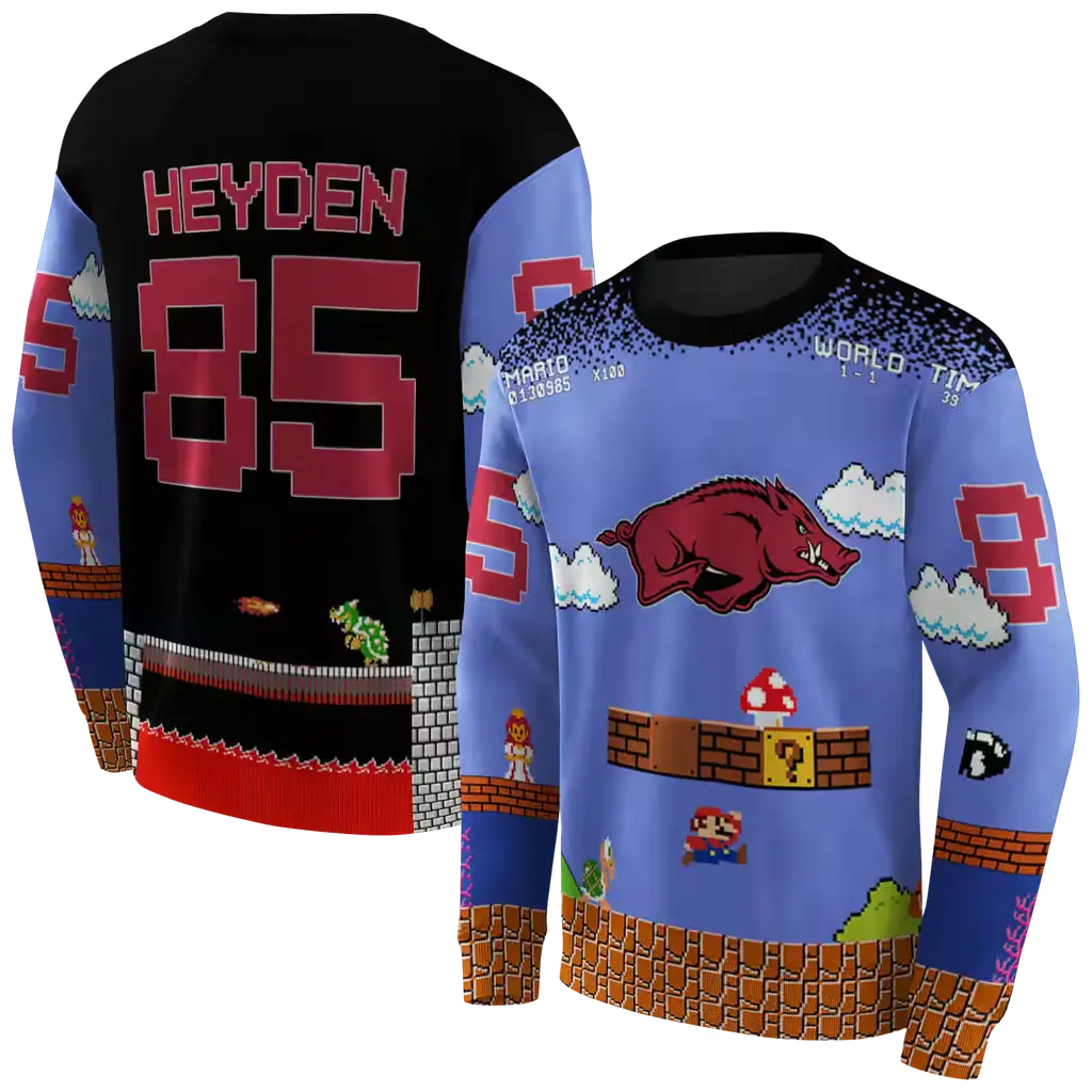 personalized arkansas razorbacks mario blue black hoodie premium grade personalized arkansas razorbacks mario blue black hoodie premium grade