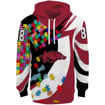 personalized arkansas razorbacks puzzle pieces red hoodie best selling