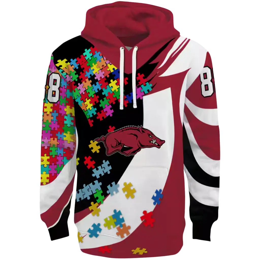 personalized arkansas razorbacks puzzle pieces red hoodie best selling personalized arkansas razorbacks puzzle pieces red hoodie best selling