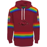 personalized arkansas razorbacks rainbow stripes red hoodie best selling