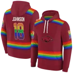 personalized arkansas razorbacks rainbow stripes red hoodie best selling