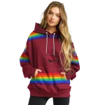 personalized arkansas razorbacks rainbow stripes red hoodie best selling