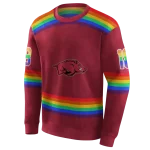 personalized arkansas razorbacks rainbow stripes red hoodie best selling