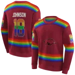 personalized arkansas razorbacks rainbow stripes red hoodie best selling