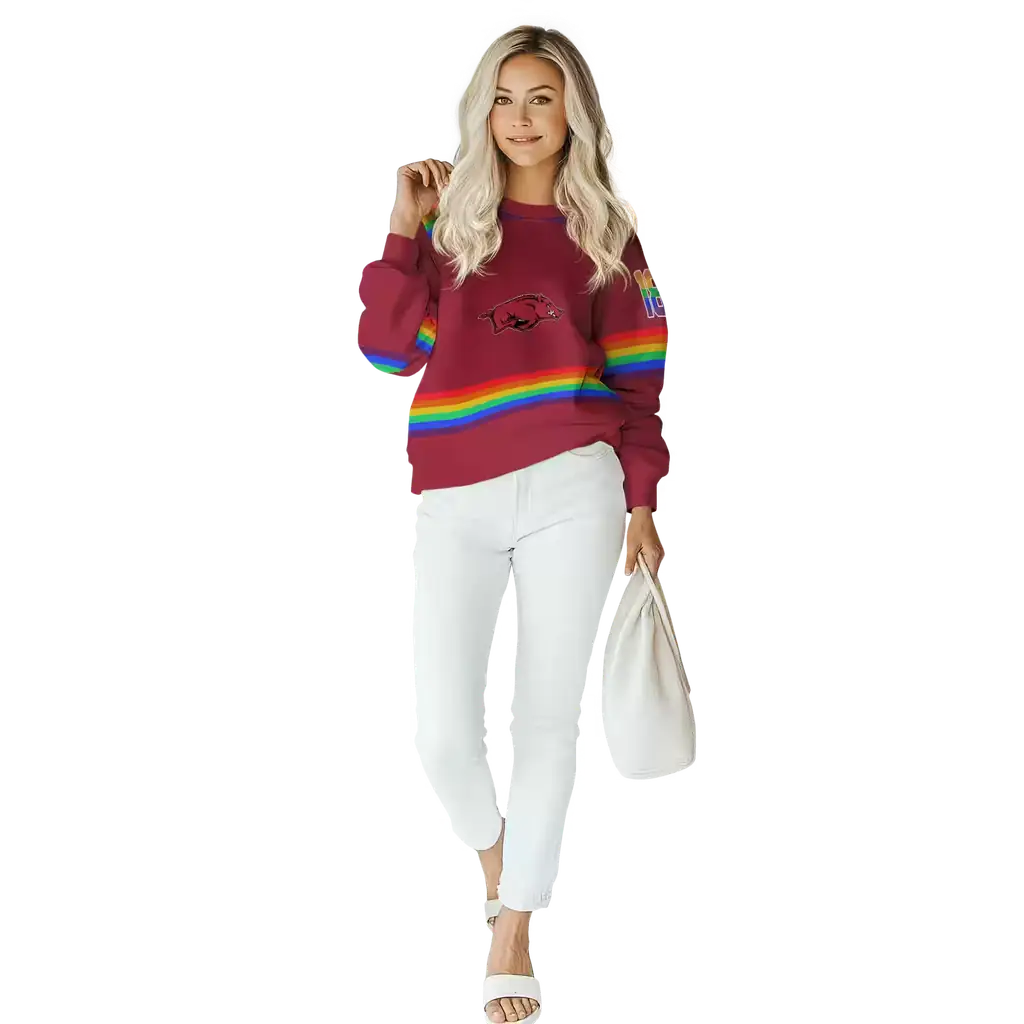 personalized arkansas razorbacks rainbow stripes red hoodie trendy personalized arkansas razorbacks rainbow stripes red hoodie trendy