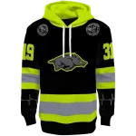 personalized arkansas razorbacks safety motif black neon green hoodie best selling