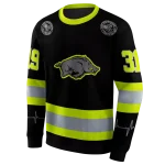 personalized arkansas razorbacks safety motif black neon green hoodie best selling