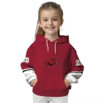 personalized arkansas razorbacks striped sleeves red hoodie best selling