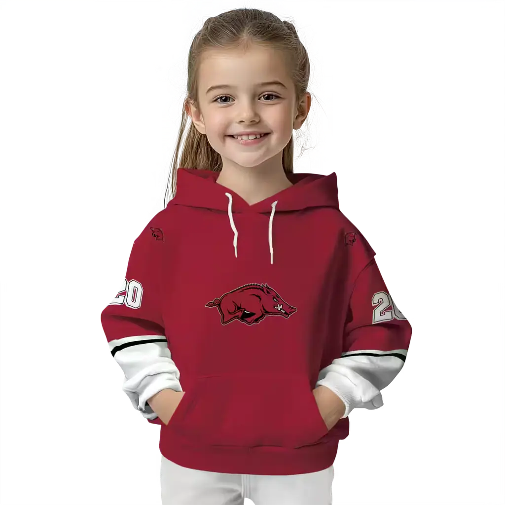 personalized arkansas razorbacks striped sleeves red hoodie top rated personalized arkansas razorbacks striped sleeves red hoodie top rated