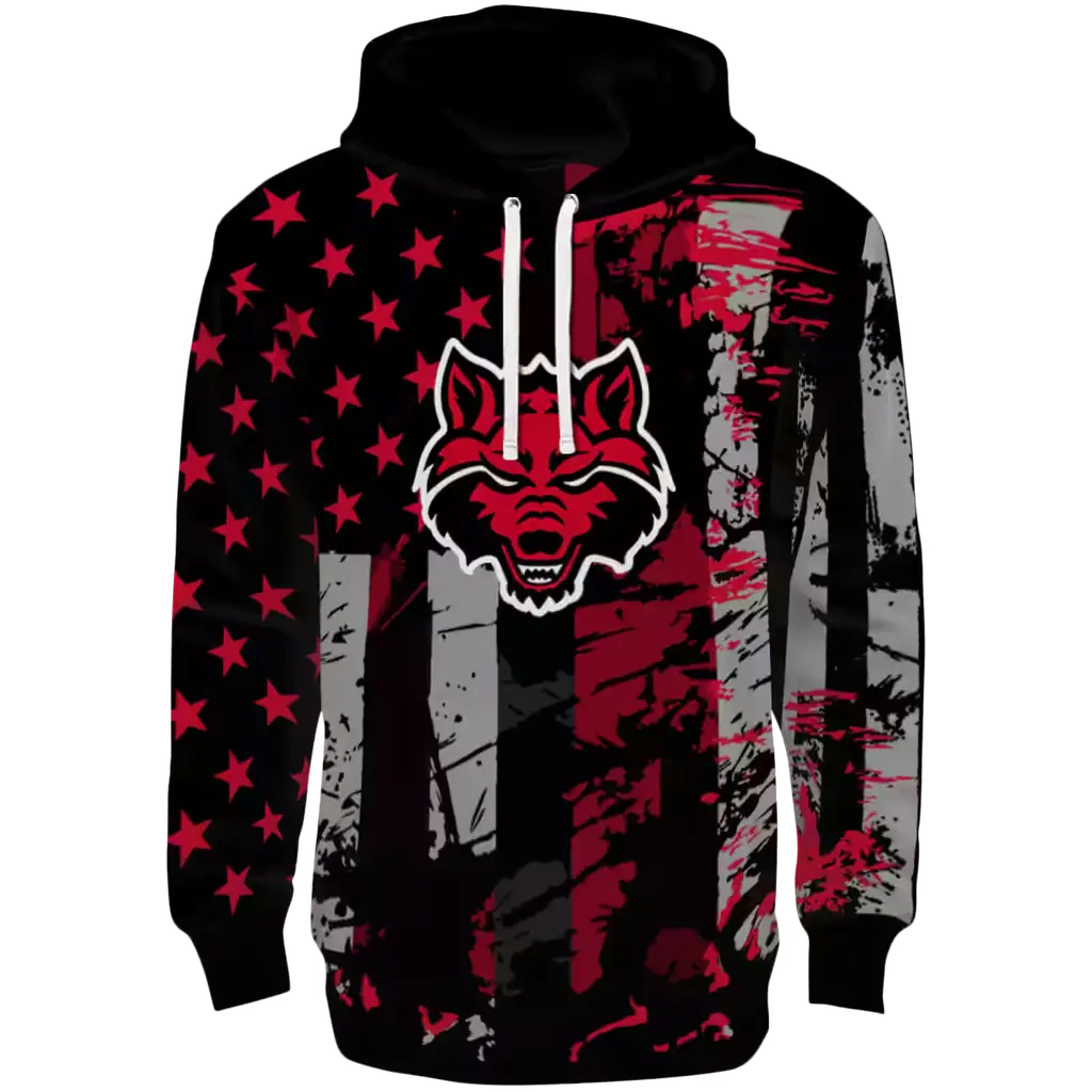 personalized arkansas state red wolves distressed flag scarlet black hoodie best selling personalized arkansas state red wolves distressed flag scarlet black hoodie best selling