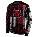personalized arkansas state red wolves distressed flag scarlet black hoodie best selling