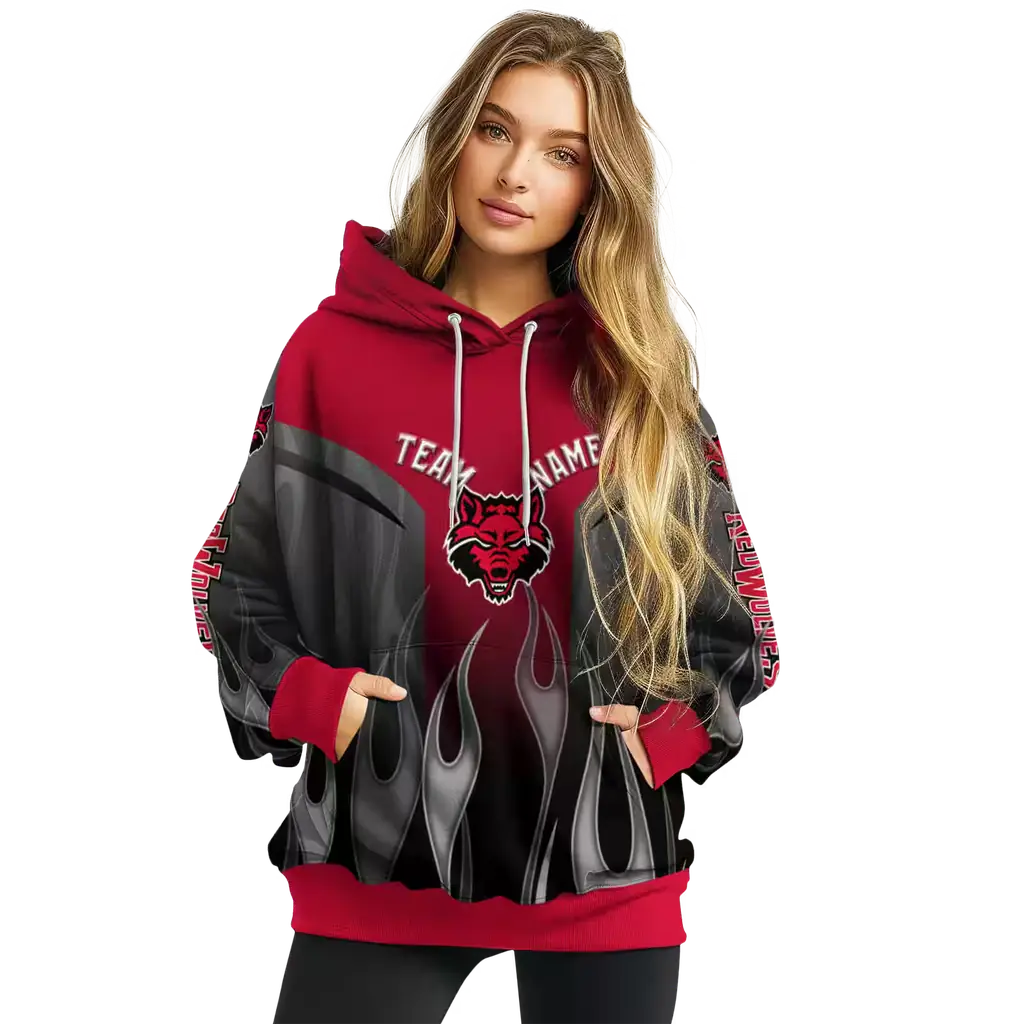 personalized arkansas state red wolves flame design scarlet hoodie high quality personalized arkansas state red wolves flame design scarlet hoodie high quality