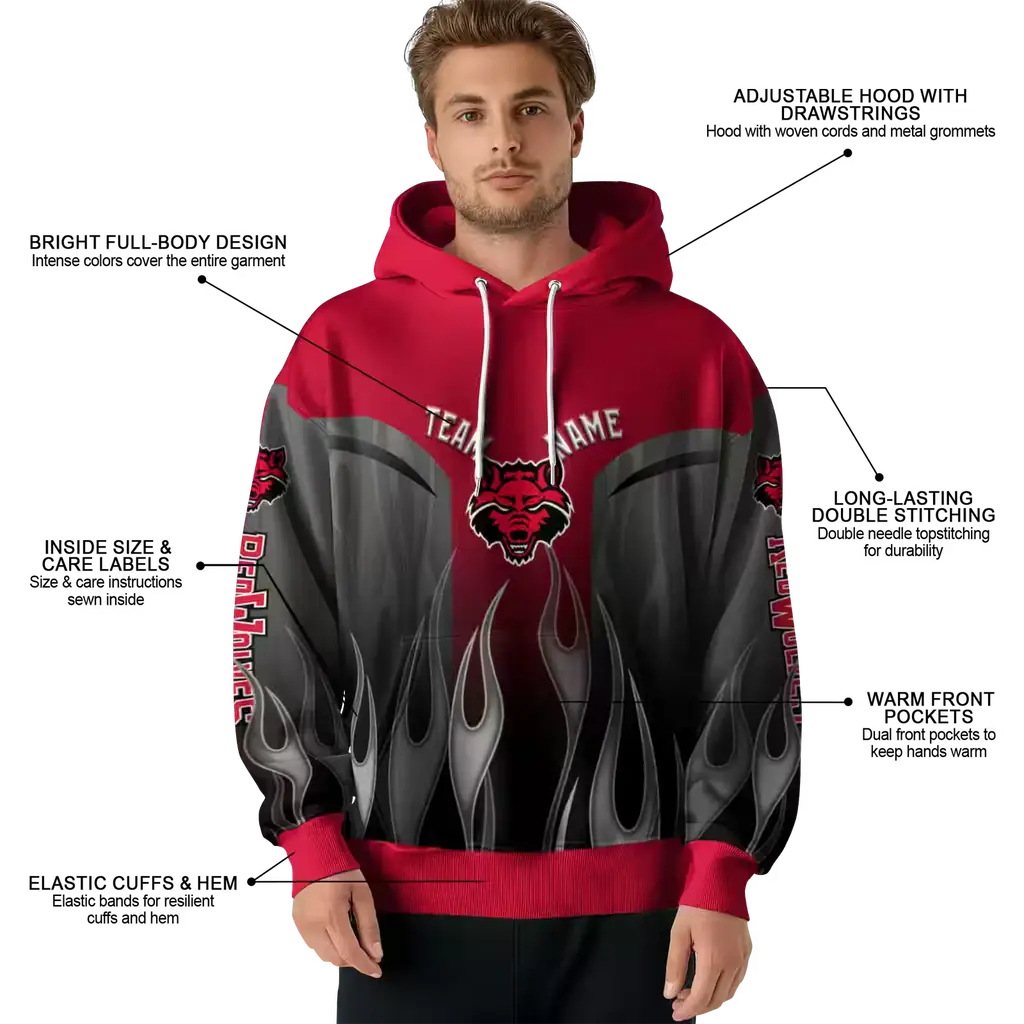 personalized arkansas state red wolves flame design scarlet hoodie latest model personalized arkansas state red wolves flame design scarlet hoodie latest model