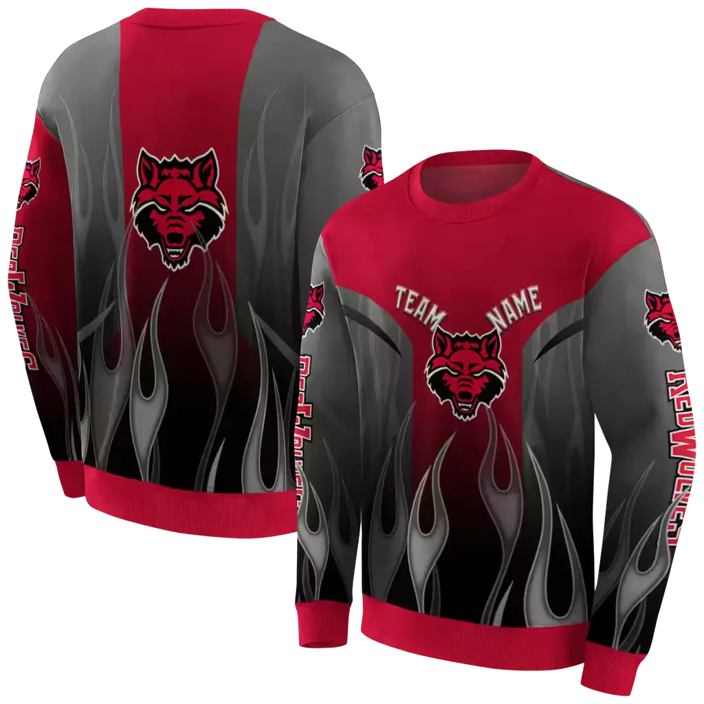 personalized arkansas state red wolves flame design scarlet hoodie premium grade personalized arkansas state red wolves flame design scarlet hoodie premium grade