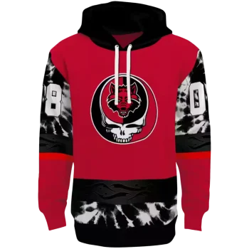 personalized arkansas state red wolves grateful vibes scarlet hoodie best selling