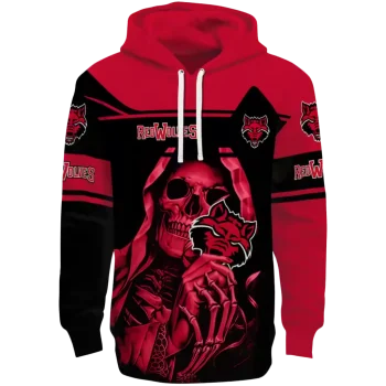 personalized arkansas state red wolves grim reaper scarlet black hoodie best selling