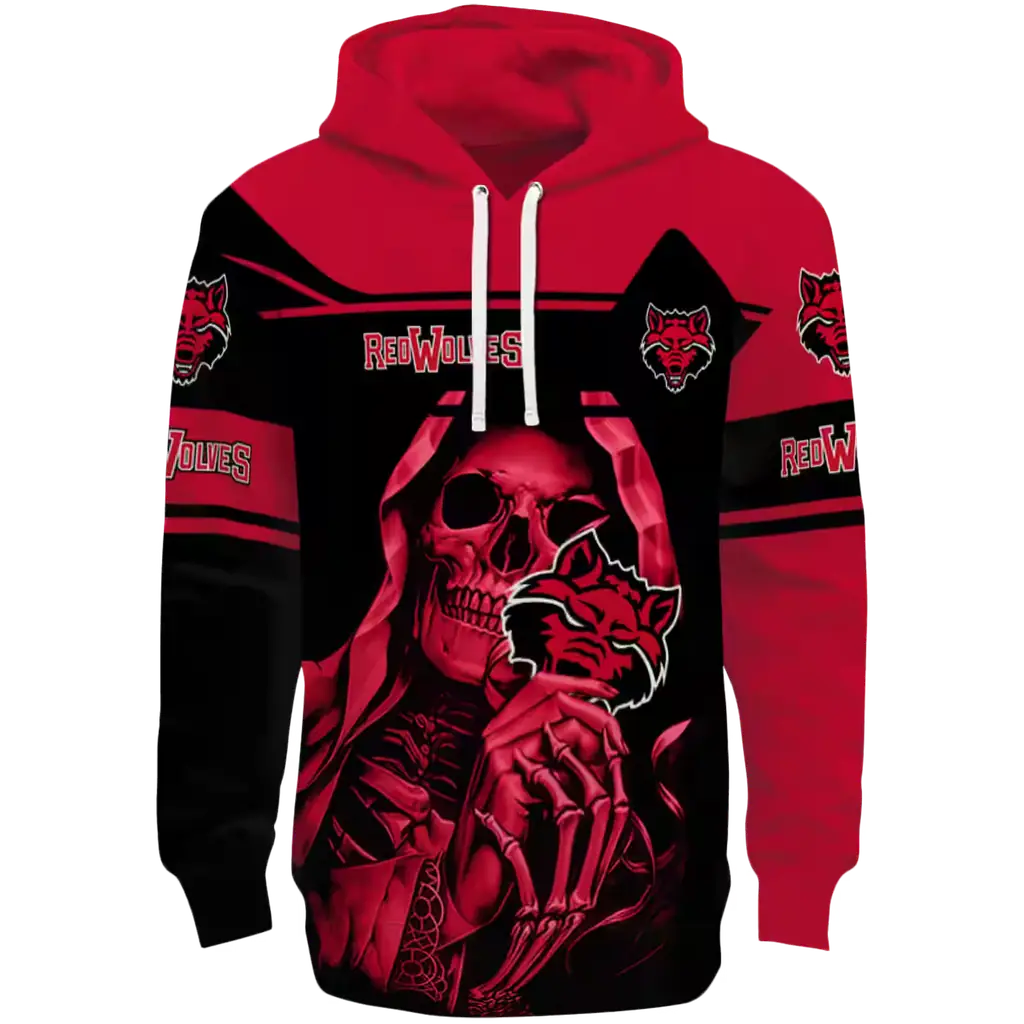 personalized arkansas state red wolves grim reaper scarlet black hoodie best selling personalized arkansas state red wolves grim reaper scarlet black hoodie best selling