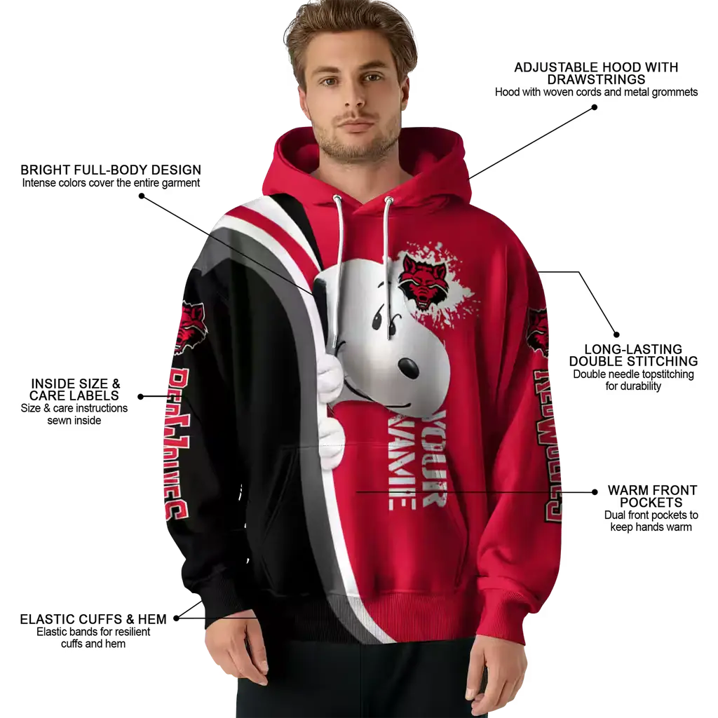 personalized arkansas state red wolves peeking snoopy scarlet hoodie latest model personalized arkansas state red wolves peeking snoopy scarlet hoodie latest model